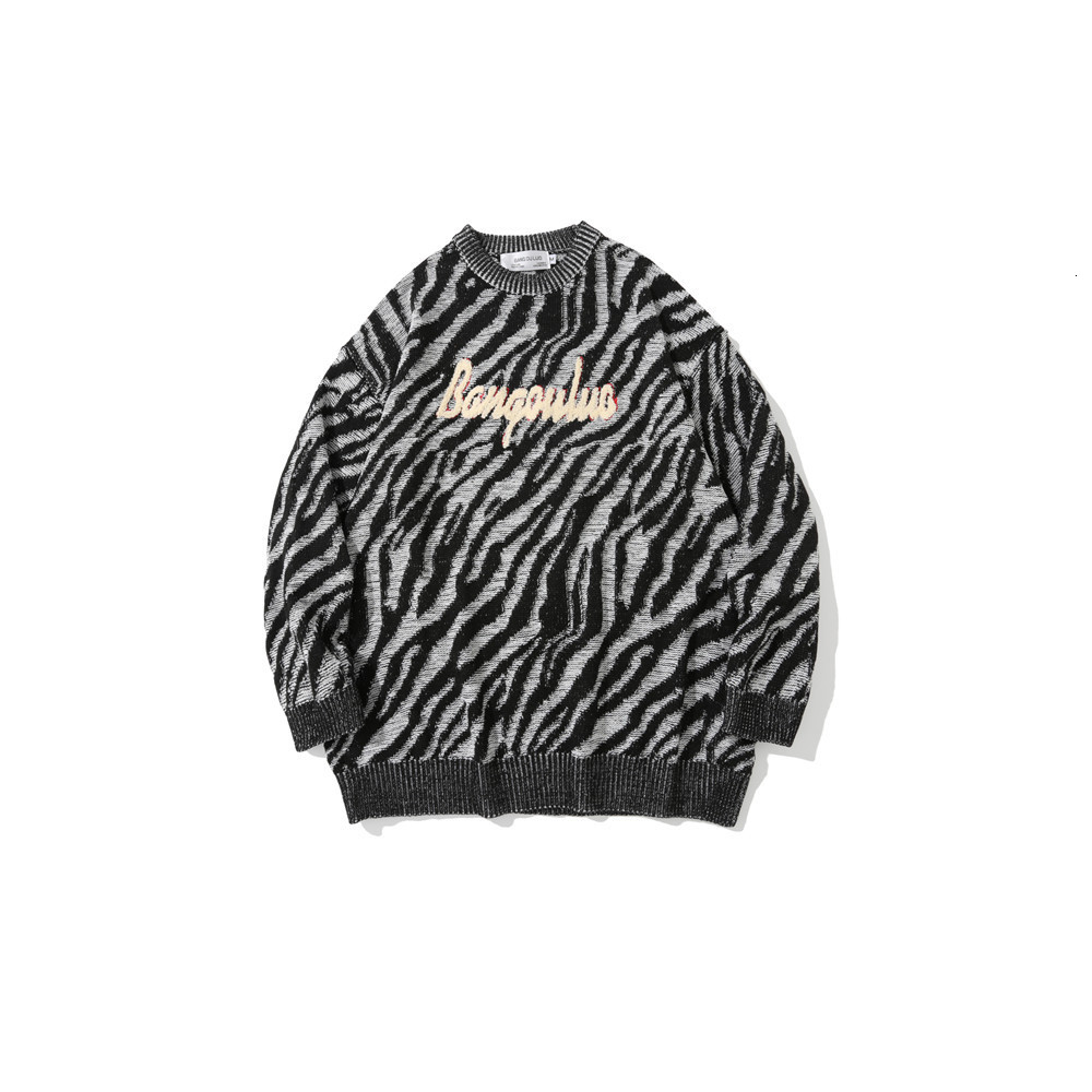 sweater knit zebra pattern letter embroidery men's loose round neck long sleeve high street fashion brand pullover, White;black
sweater knit zebra pattern letter embroidery men's loose round neck long sleeve high street fashion brand pullover, White;black