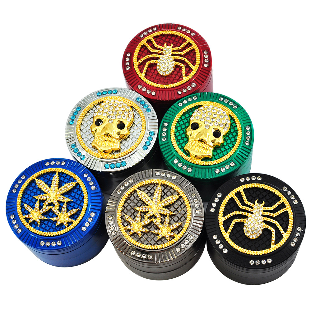 six Color 52mm Smoking Accessories 4 Layers Zinc Alloy Diamante Spider Skull Frog Shape Herb Grinder Tobacco Crusher
six Color 52mm Smoking Accessories 4 Layers Zinc Alloy Diamante Spider Skull Frog Shape Herb Grinder Tobacco Crusher