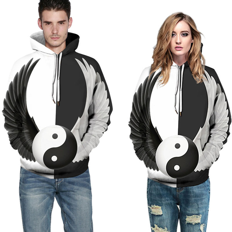 Fleeces Sweater Hoodie Hoody2021 Yinyang 3D digital printing Pullover Hoodie long sleeve casual couple' wear, Black and white wings
Fleeces Sweater Hoodie Hoody2021 Yinyang 3D digital printing Pullover Hoodie long sleeve casual couple' wear, Black and white wings