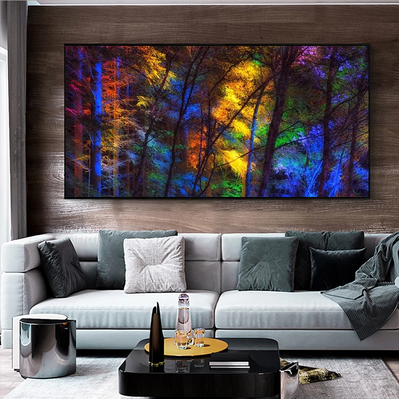Large Size colorful forest trees Canvas Poster Art Prints for Living Room Decorative Picture Modern Home