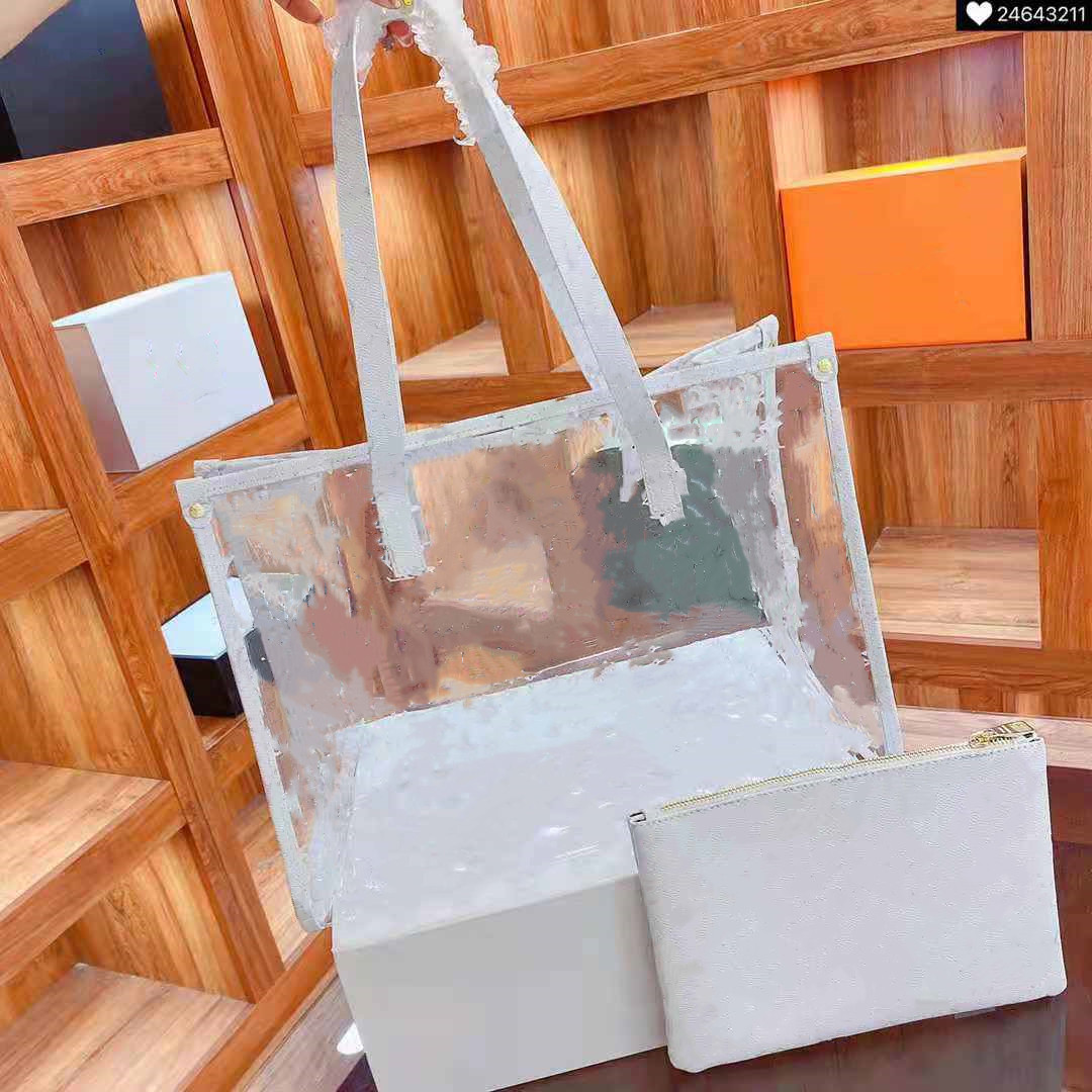 2021Designer's transparent shopping bag women's Beach jelly two piece colorful flower set, White
2021Designer's transparent shopping bag women's Beach jelly two piece colorful flower set, White