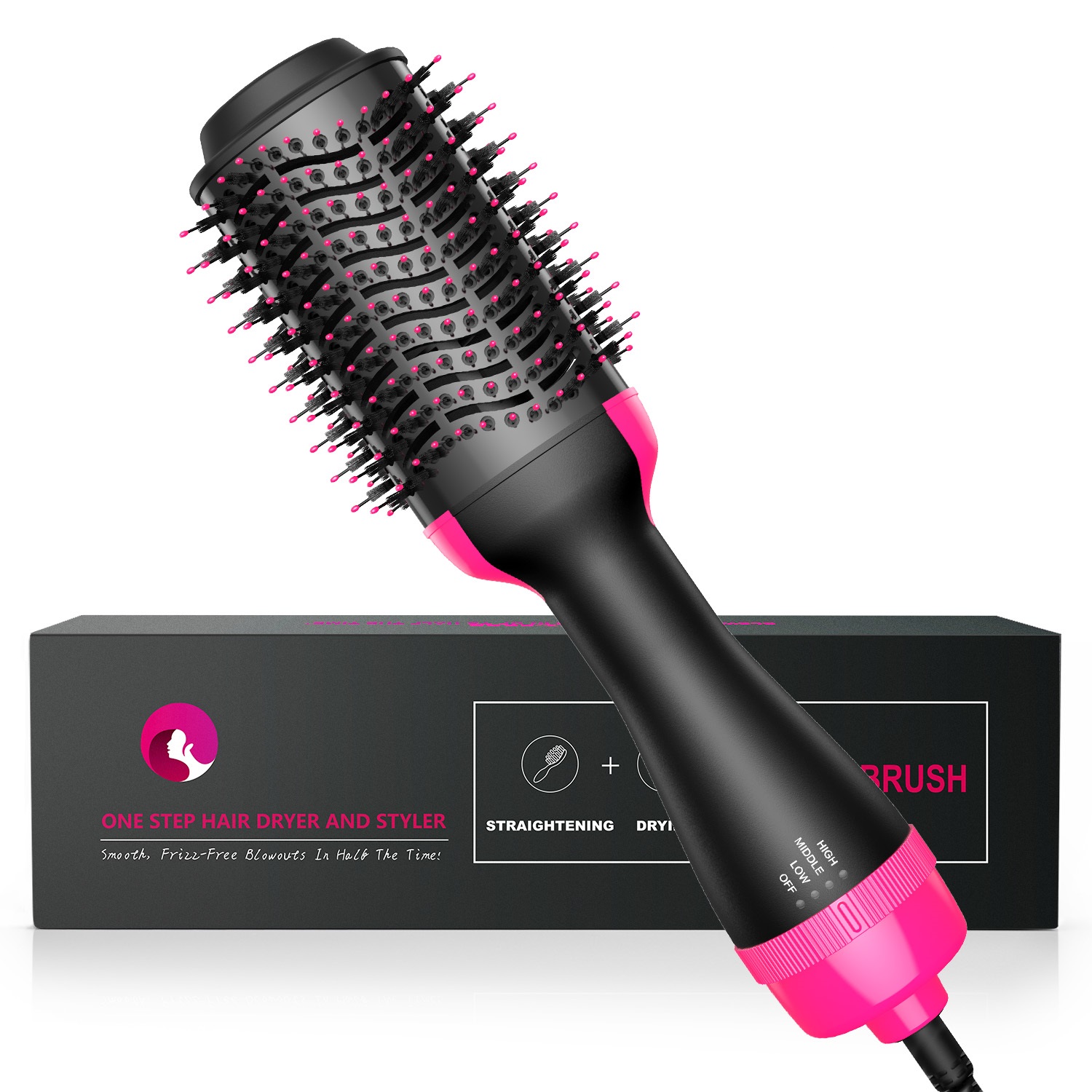 2 in 1 Electric heat air comb one step blow hair dryer round brush curlers crimper iron styling tools