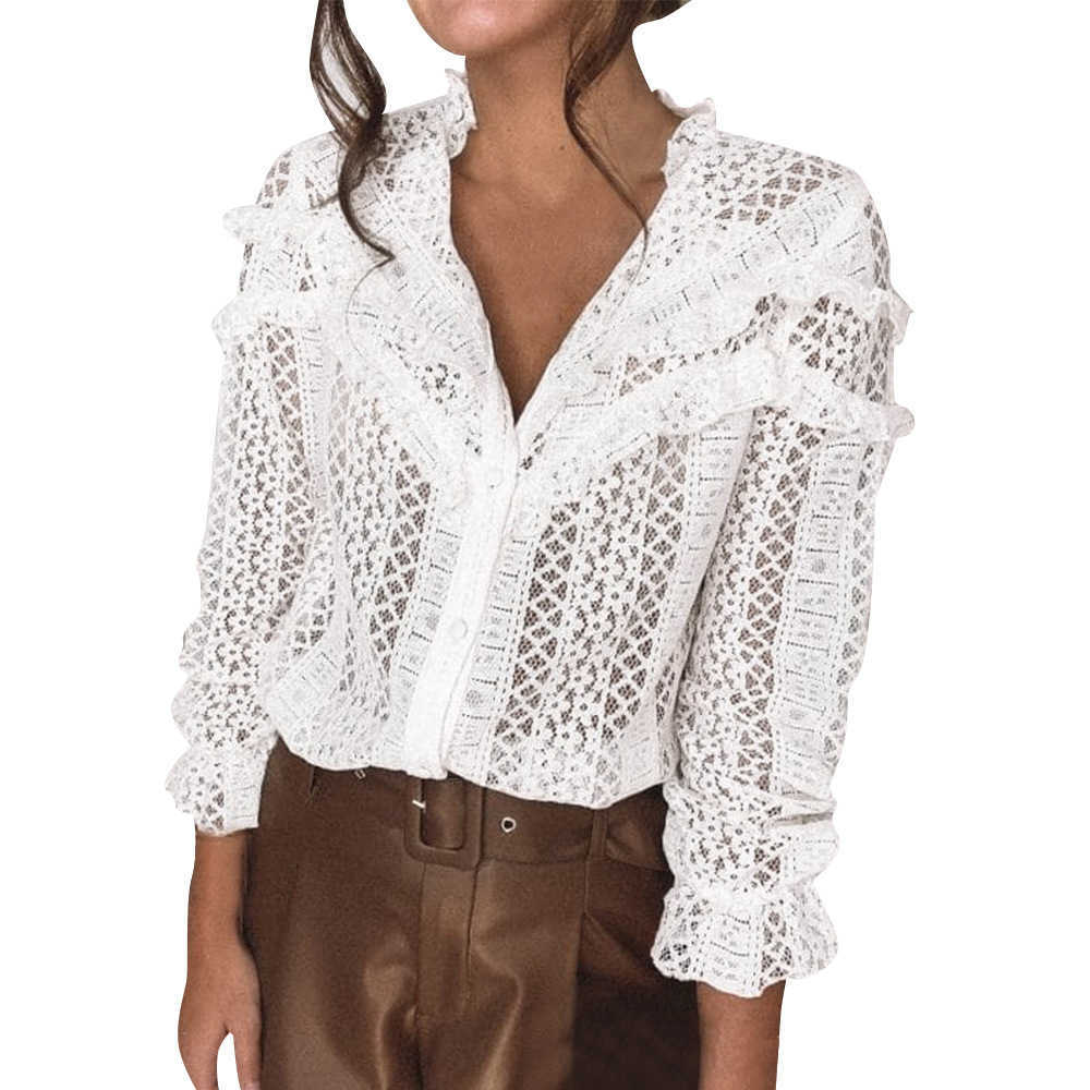 Elegant Flower Lace Hollow Out Shirts Women Stand Neck Long Sleeve Chic Blouse Spring Autumn Female Fashion Button Cardigan Tops 210526, White
Elegant Flower Lace Hollow Out Shirts Women Stand Neck Long Sleeve Chic Blouse Spring Autumn Female Fashion Button Cardigan Tops 210526, White