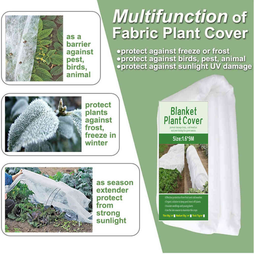 1.6x9M Plant Cover Non-woven Fabric Antifreeze Seedling Garden Protector For Winter Freeze-proof Cold-proo And Heat Preservation