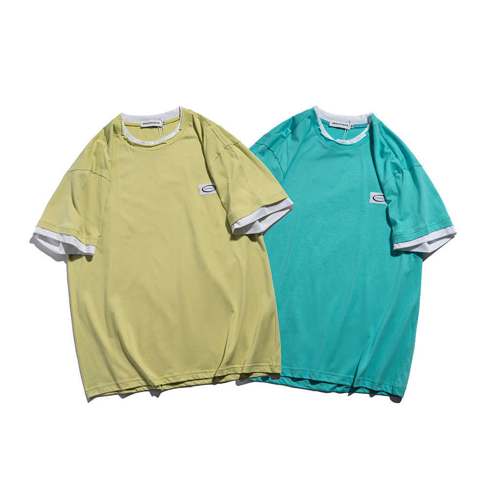 Hip Hop Solid Color T-Shirt Men Ragged Ripped Tshirt Harajuku Cotton Summer Short Sleeve T Shirt Loose Casual Shirt Tops 210601