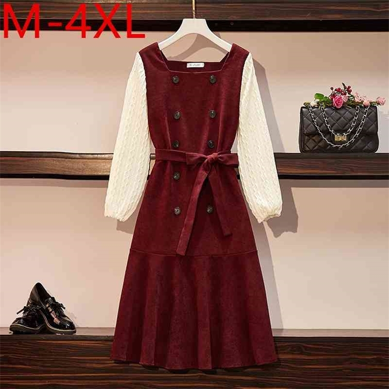 M-4XL Plus Size Autumn Women Square Collar Knitted Long Sleeve Patchwork Wine Red Corduroy Dress Female Dresses S230 210519, Blue
M-4XL Plus Size Autumn Women Square Collar Knitted Long Sleeve Patchwork Wine Red Corduroy Dress Female Dresses S230 210519, Blue