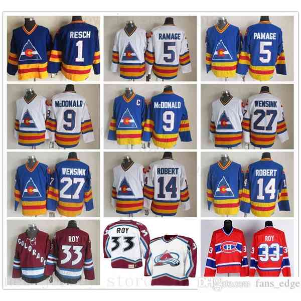 Vintage CCM Colorado Avalanche 33 Patrick Roy Jersey Stitched Hockey 27 John Wensink 5 Rob Ramage 14 Rene Robert 9 Lanny McDonald Jerseys, Black;red
Vintage CCM Colorado Avalanche 33 Patrick Roy Jersey Stitched Hockey 27 John Wensink 5 Rob Ramage 14 Rene Robert 9 Lanny McDonald Jerseys, Black;red