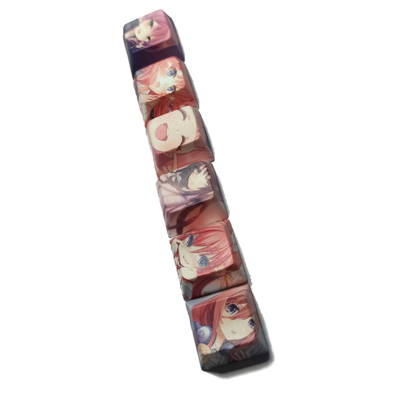 6Pcs Cartoon Anime Girl PBT Dye Sublimation Keycap Mechanics Keyboard Keycap OEM