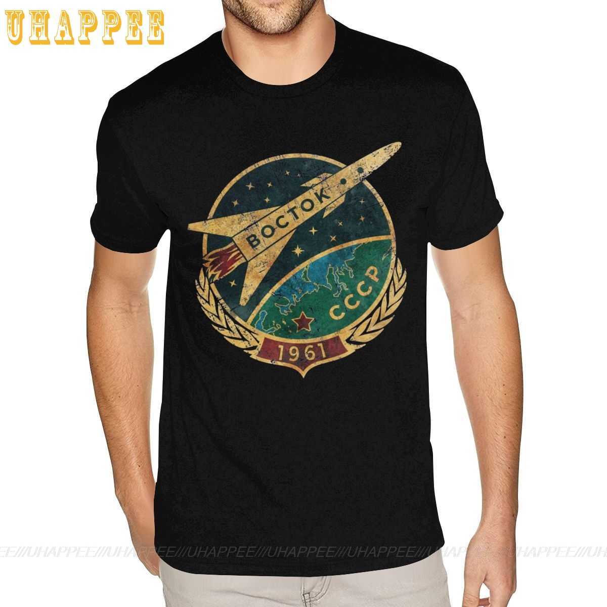 Novelty CCCP Soviet Vostok Russia Po T Shirts Men's 4XL Black ees Shirt 210629