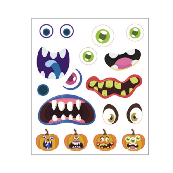 Halloween mask stickers 24x28cm party make a face Pumpkin decorations Sticker Home Decor Kids Decals DIY Halloween Decoration5202449