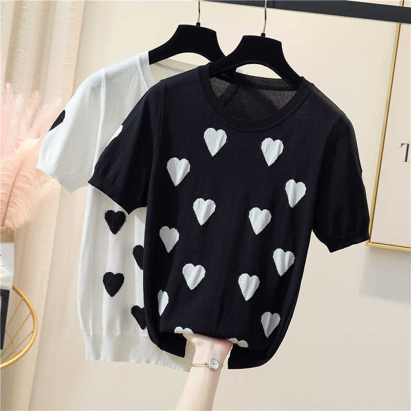 M-4XL plus size women chic basic thin sweater t-shirt Summer short sleeve love print loose Oversized kint pullover jumper 210604, White
M-4XL plus size women chic basic thin sweater t-shirt Summer short sleeve love print loose Oversized kint pullover jumper 210604, White