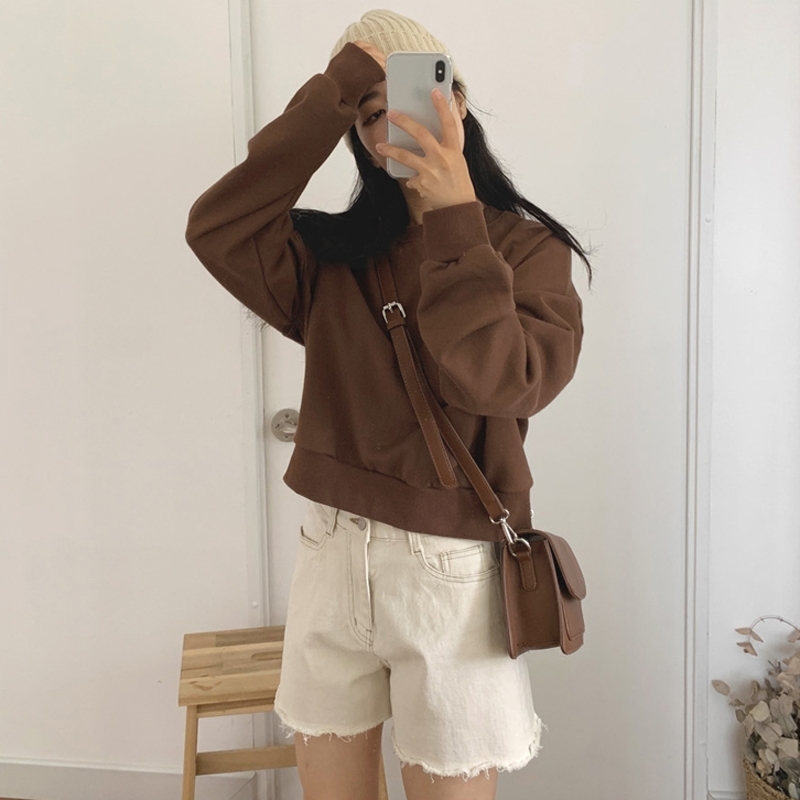 4colors autumn korean chic style Women Sweatshirts solid color basic Long Sleeve Sweatshirt Womens pullovers ( C2030) 210423