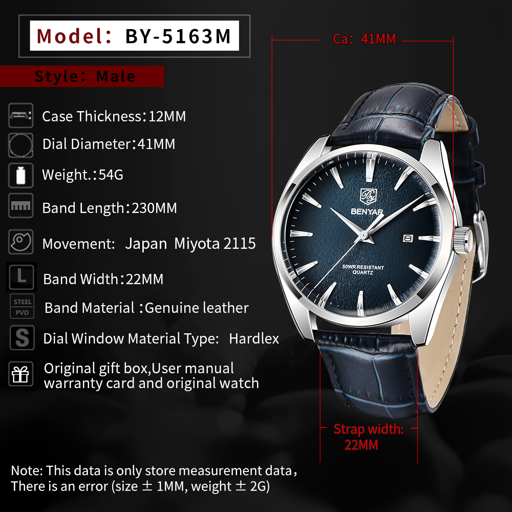 2021 New BENYAR Design Top Brand Luxury Mens Quartz Watch Men Sports Waterproof Watch Japan Miyata Luminous Watch Reloj Hombreg, By5163-blue nobox
2021 New BENYAR Design Top Brand Luxury Mens Quartz Watch Men Sports Waterproof Watch Japan Miyata Luminous Watch Reloj Hombreg, By5163-blue nobox