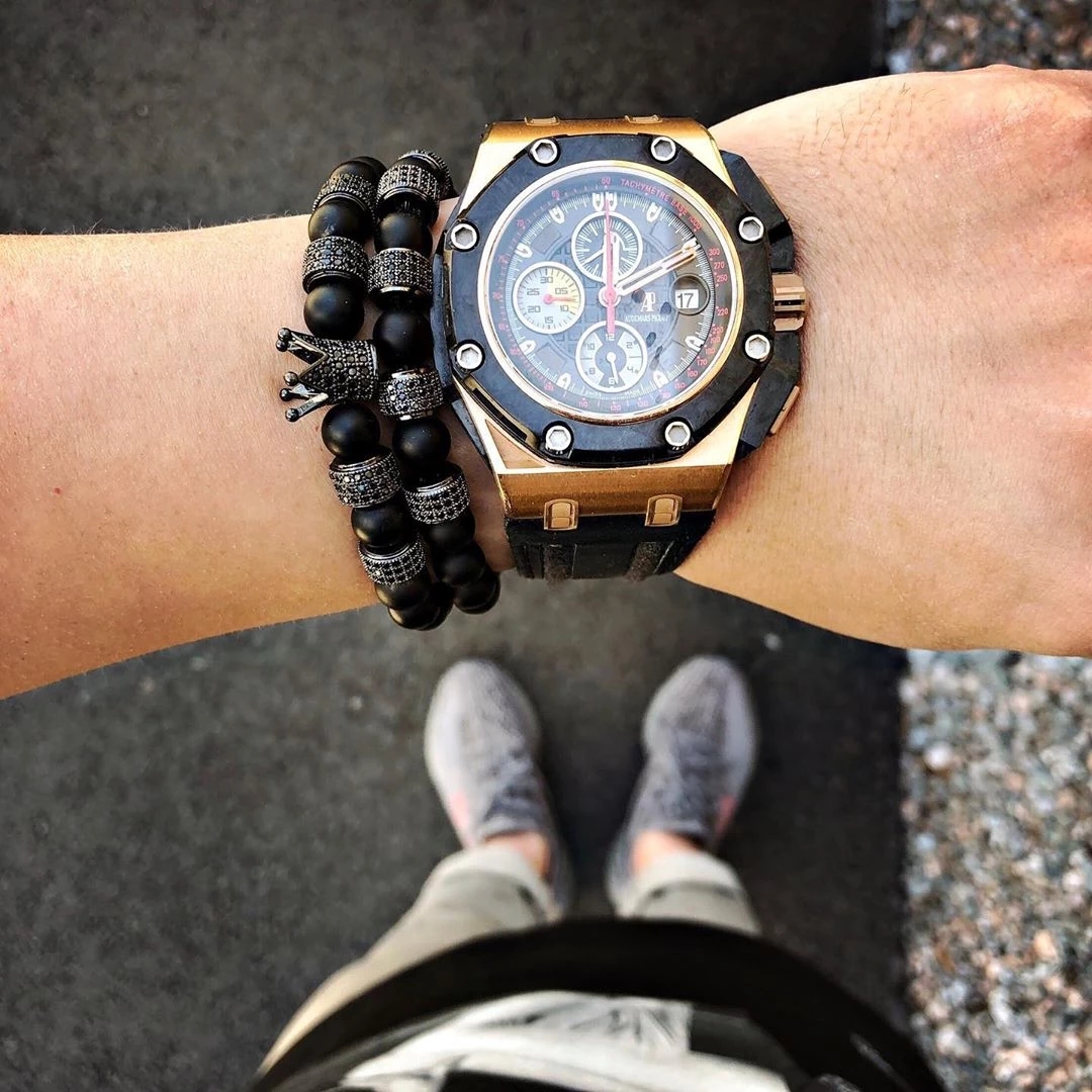 2pcs/set Crystal Ball Ethnic Hollow Rivet Charm Bracelets Set For Women Men Jewelry Matte Beaded Bracelet Accessories Gift Valentine's Day Holida