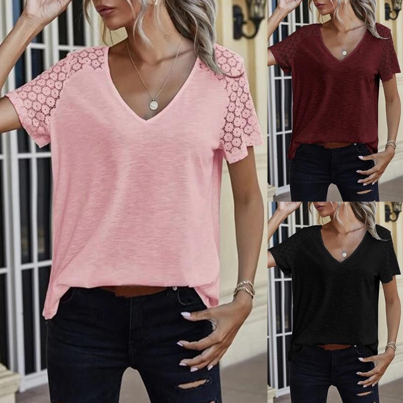 Women' Blouses & Shirts Women Summer Blouse Ladies Stitching Lace Sleeves V-neck Casual Loose Short-sleeved Harajuku Elegant Clothingtop #G, Pk
Women' Blouses & Shirts Women Summer Blouse Ladies Stitching Lace Sleeves V-neck Casual Loose Short-sleeved Harajuku Elegant Clothingtop #G, Pk