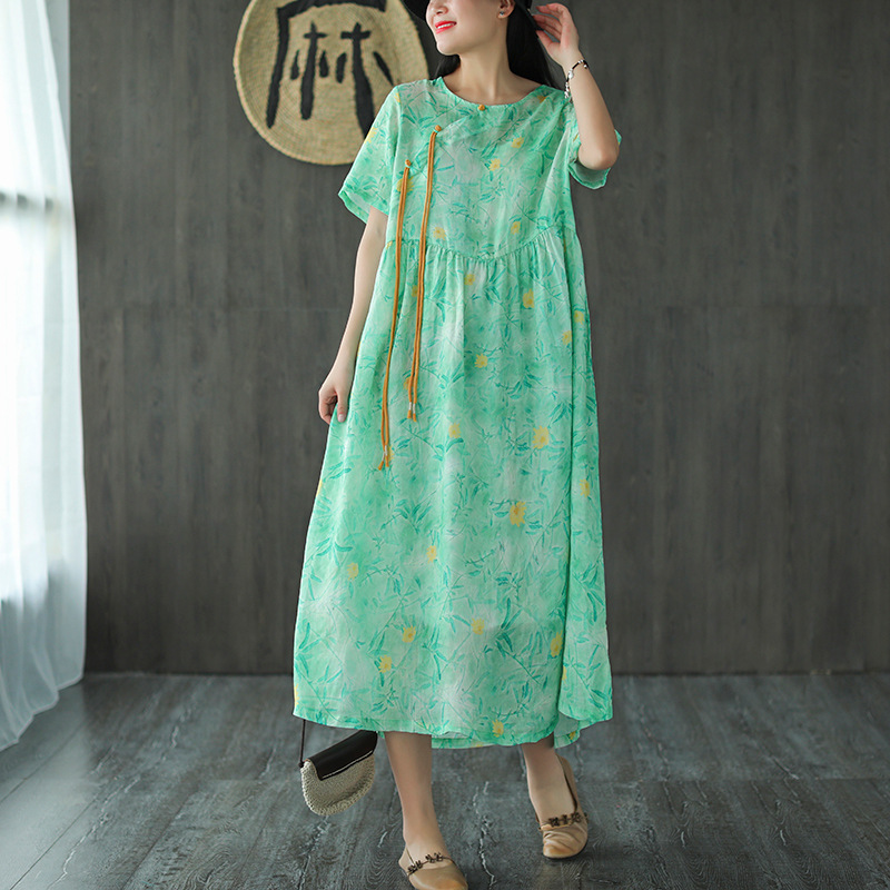 Johnature Women Retro Plate Buckle O-neck Pocket Short Sleeve Cotton Linen Dress Summer Loose Comfortable Fashion Dress 210521, Lavender
Johnature Women Retro Plate Buckle O-neck Pocket Short Sleeve Cotton Linen Dress Summer Loose Comfortable Fashion Dress 210521, Lavender