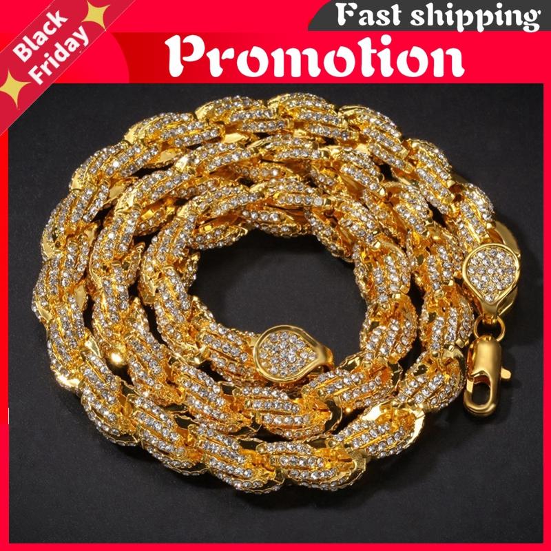 Chains 9mm Rope Chain Necklace Silver Color Iced Out Rhinestones Hiphop Necklaces Jewelry Men Women Drop
Chains 9mm Rope Chain Necklace Silver Color Iced Out Rhinestones Hiphop Necklaces Jewelry Men Women Drop