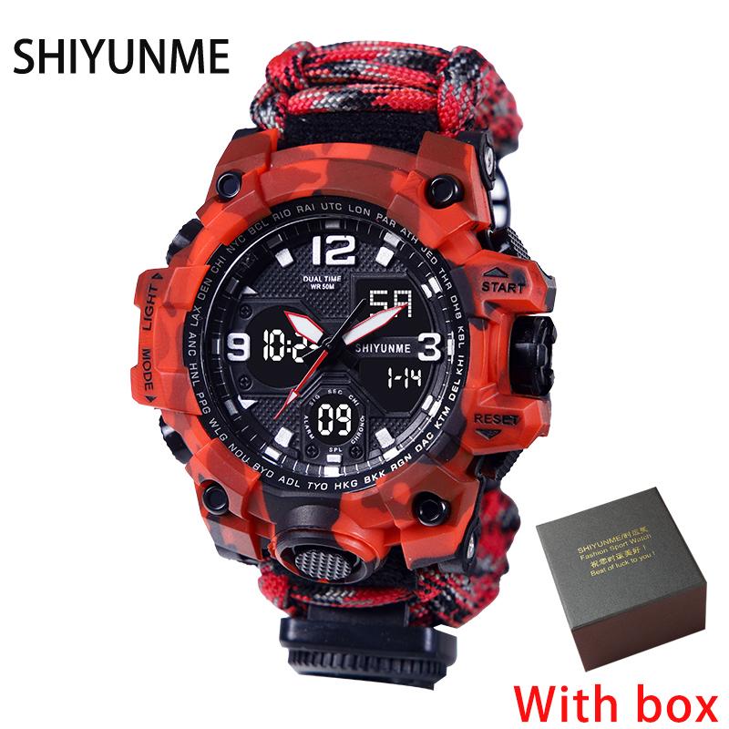 Wristwatches SHIYUNME Military Watch Men With Compass 50M Waterproof Male Electronic Clock Chronograph Sport Watches Men's, Camouflage green
Wristwatches SHIYUNME Military Watch Men With Compass 50M Waterproof Male Electronic Clock Chronograph Sport Watches Men's, Camouflage green