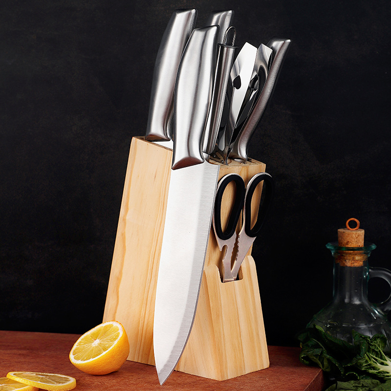 8 pcs/set kitchen chef's knife with steel handle 3CR13 BLADE Japanese Meat Cleaver Slicing Utility Paring tools peeling Cut chop bone function
8 pcs/set kitchen chef's knife with steel handle 3CR13 BLADE Japanese Meat Cleaver Slicing Utility Paring tools peeling Cut chop bone function