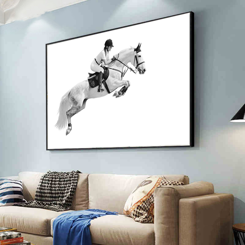 Modern Canvas Painting Horse Racing Wall Art Prints Posters Art Prints for Living Room White Horse Animal Pictures
