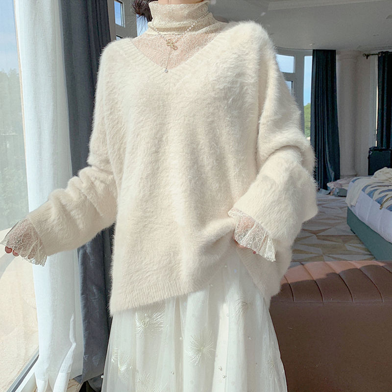 Fleece Sweater Women Winter Warm Thick Sweet Pullover Female Loose Japanese Kawaii Korean Tops 210510