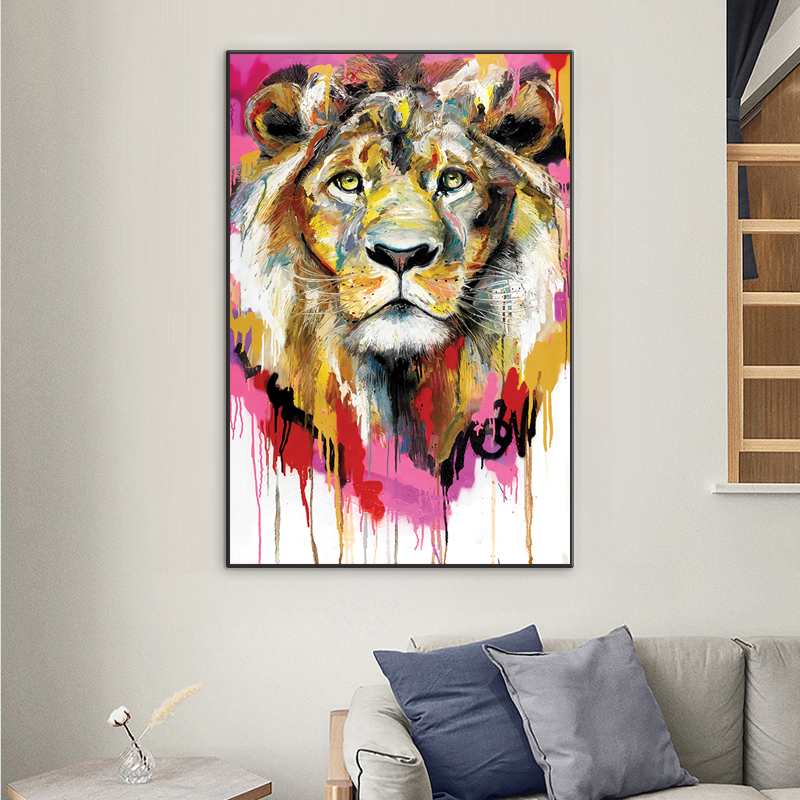 Animals Watercolor- Oil Painting Abstract Lion Canvas Posters and Prints Scandinavian Wall Pictures Bedroom Decoration Cuadros