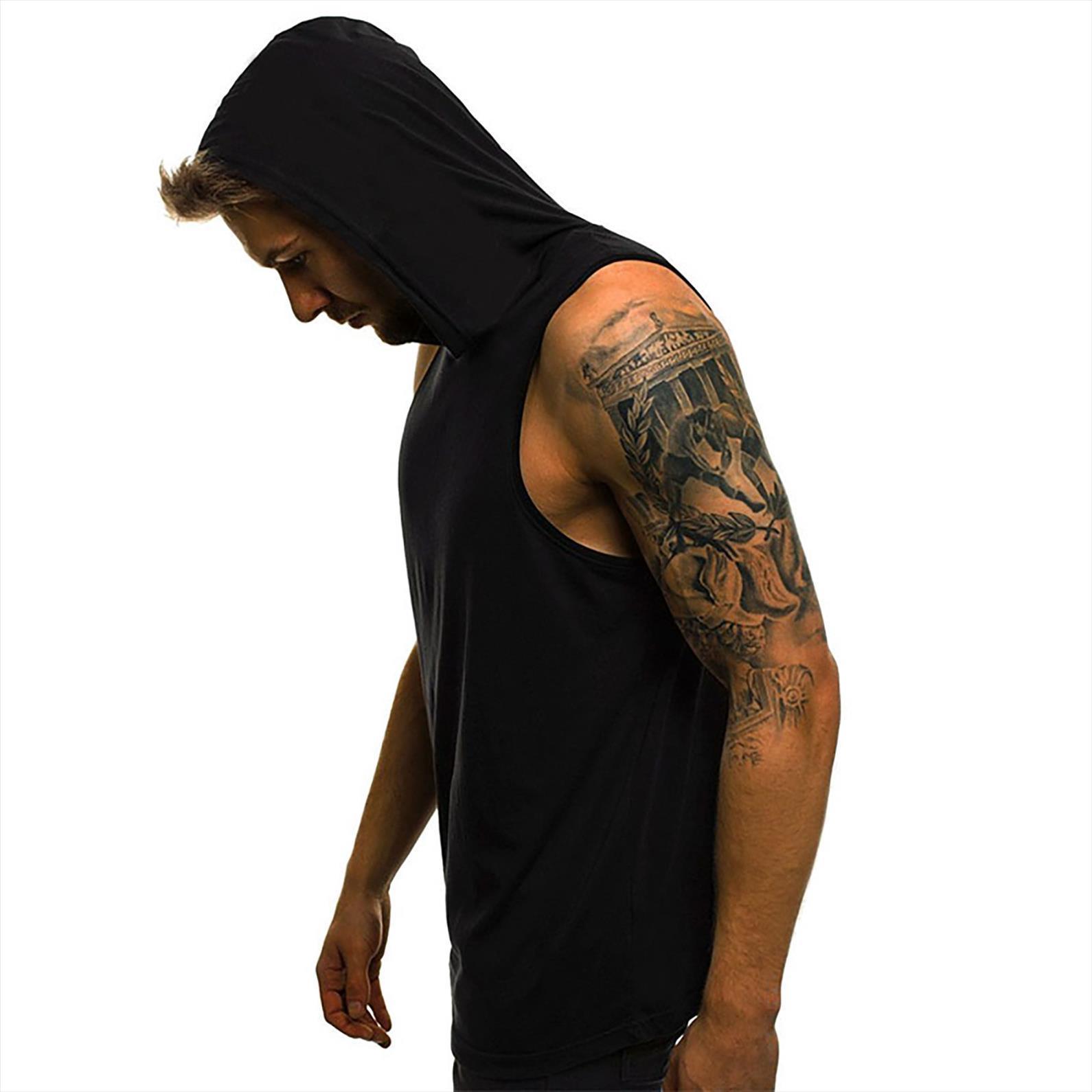 sports casual mens hooded sleeveless vest summer solid color sweatshirt loose undershirt, White;black
sports casual mens hooded sleeveless vest summer solid color sweatshirt loose undershirt, White;black