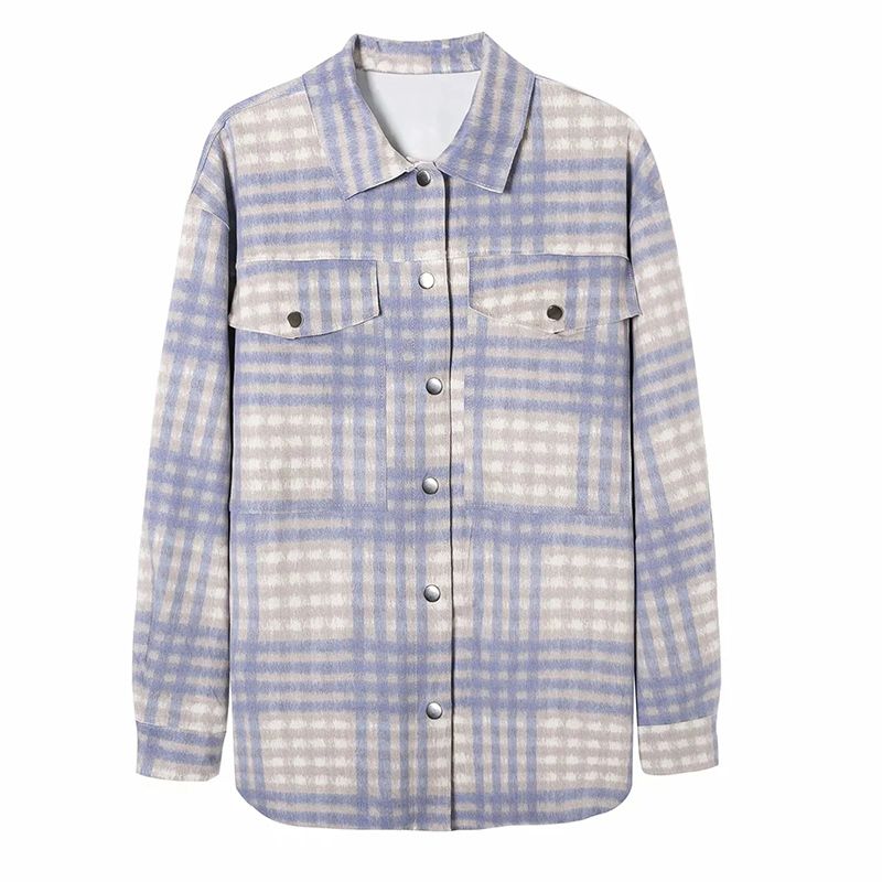 Spring Autumn Ladies Elegant Single-Breasted Long-Sleeved Purple Casual Plaid Shirt Jacket And Coat 210521
Spring Autumn Ladies Elegant Single-Breasted Long-Sleeved Purple Casual Plaid Shirt Jacket And Coat 210521