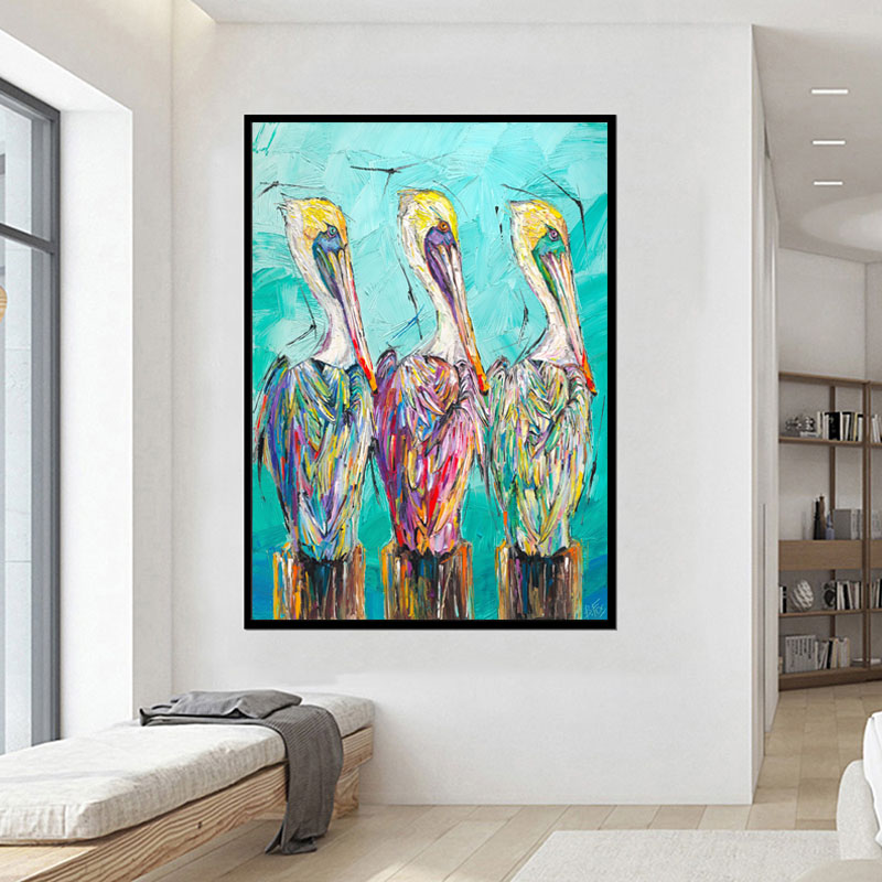 Canvas Art Oil Paintings Birds On Seaside Wall Art Print Pictures For Living Room Canvas Painting Animal Art Home Decor
