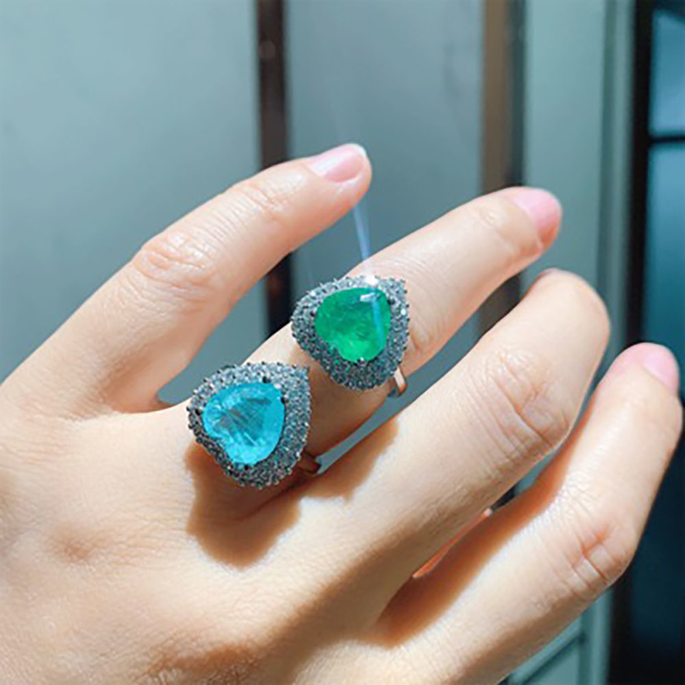 Charms 925 Sterling Silver Heart-Shaped 10*10mm Paraiba Tourmaline Emerald Rings for Women Lab Diamond Moissanite Fine Jewelry
Charms 925 Sterling Silver Heart-Shaped 10*10mm Paraiba Tourmaline Emerald Rings for Women Lab Diamond Moissanite Fine Jewelry