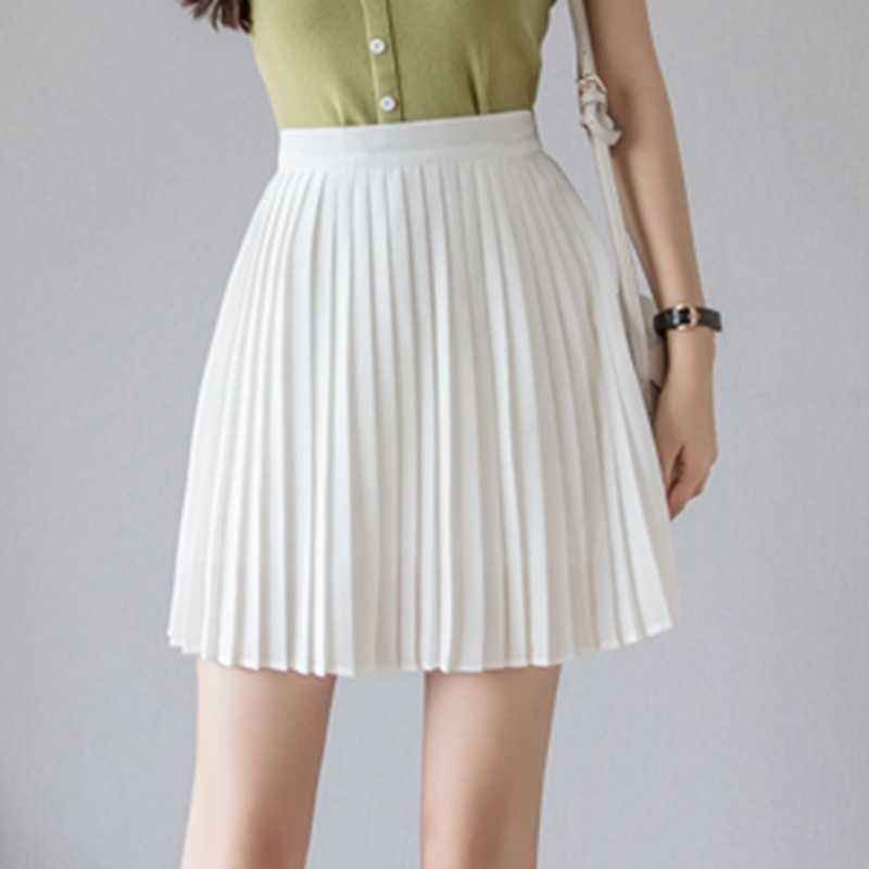 Women Pleasted Skirts s Casual High Waist Summer Elegant Korean Clothes White Black Sexy Short Mini 210621