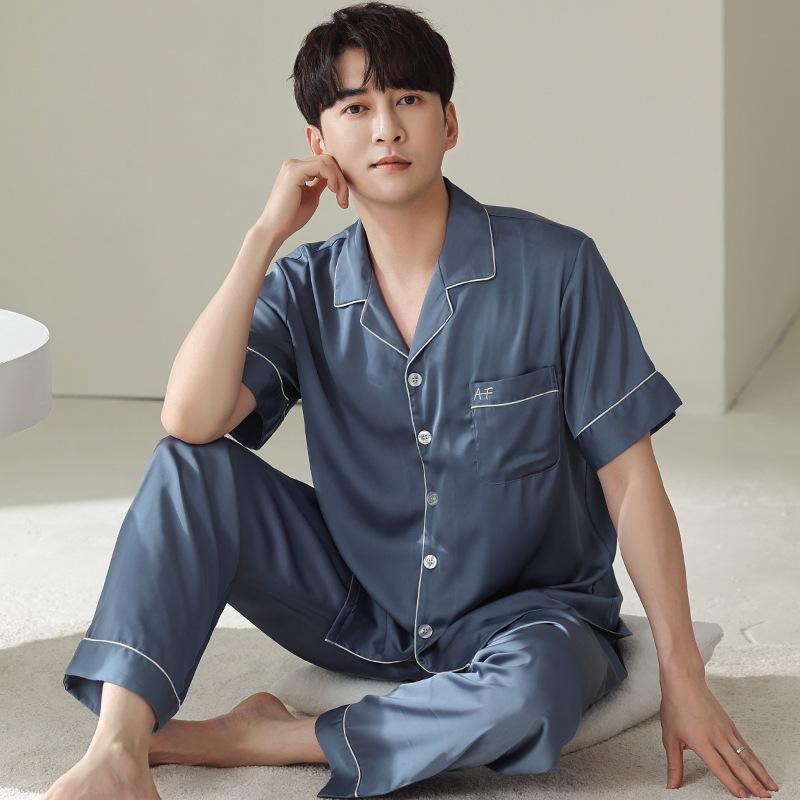 Men's Sleepwear Satin Nightgowns For Men Turn Down Collar Solid Color 2 Piece Pajama Set Summer Japanese Korean Schlafanzug Button Up, Pajamas set 3
Men's Sleepwear Satin Nightgowns For Men Turn Down Collar Solid Color 2 Piece Pajama Set Summer Japanese Korean Schlafanzug Button Up, Pajamas set 3