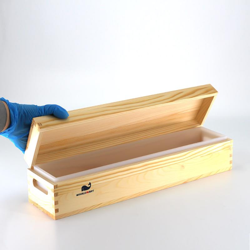 Craft Tools 22L Loaf Soap Mold With Wood Box Cover 66mm Silicone Material Liner Large Rectangle For Handmade Cold Making Supplie