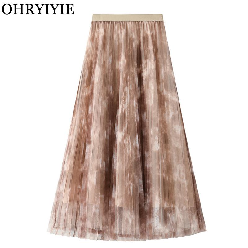 Skirts OHRYIYIE Elegant Vintage Mesh Tulle Pleated Skirt Women Retro High Waist Mid-calf Hit Color Print Female Faldas Mujer, Beige
Skirts OHRYIYIE Elegant Vintage Mesh Tulle Pleated Skirt Women Retro High Waist Mid-calf Hit Color Print Female Faldas Mujer, Beige