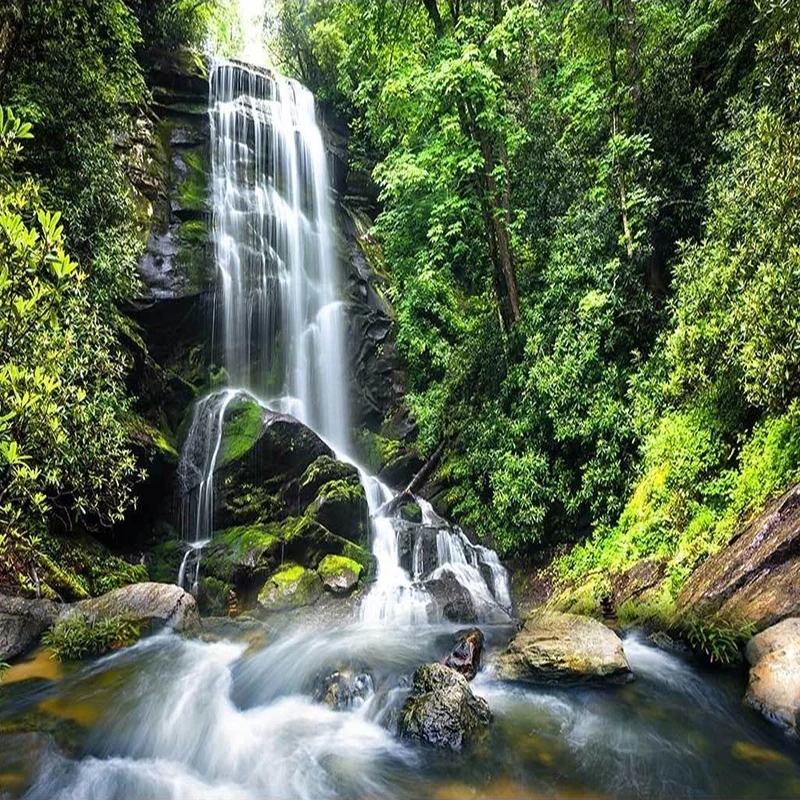 Green Forest Waterfall Custom 3D Murals Wallpaper Living Room Bedroom Sofa TV Background Natural Landscape Photo