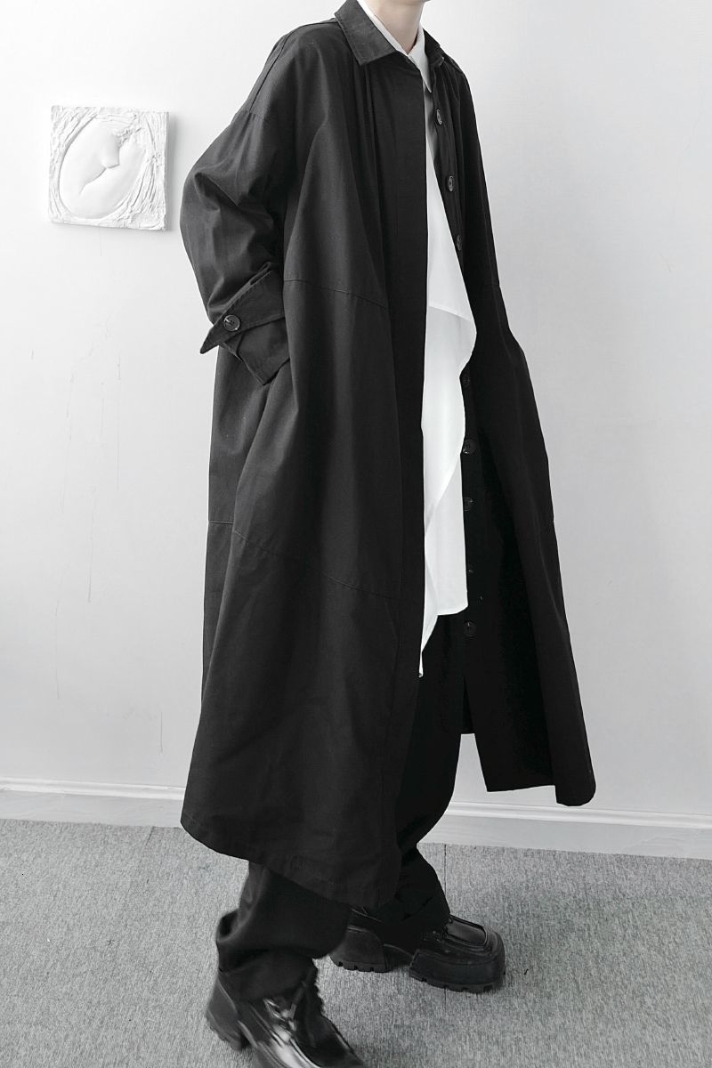 IEFB Men's Wear Single Breasted Turn Down Collar Basic Mid-length Trech Coat Male Spring Niche Cotton Windbreaker 3953 210524