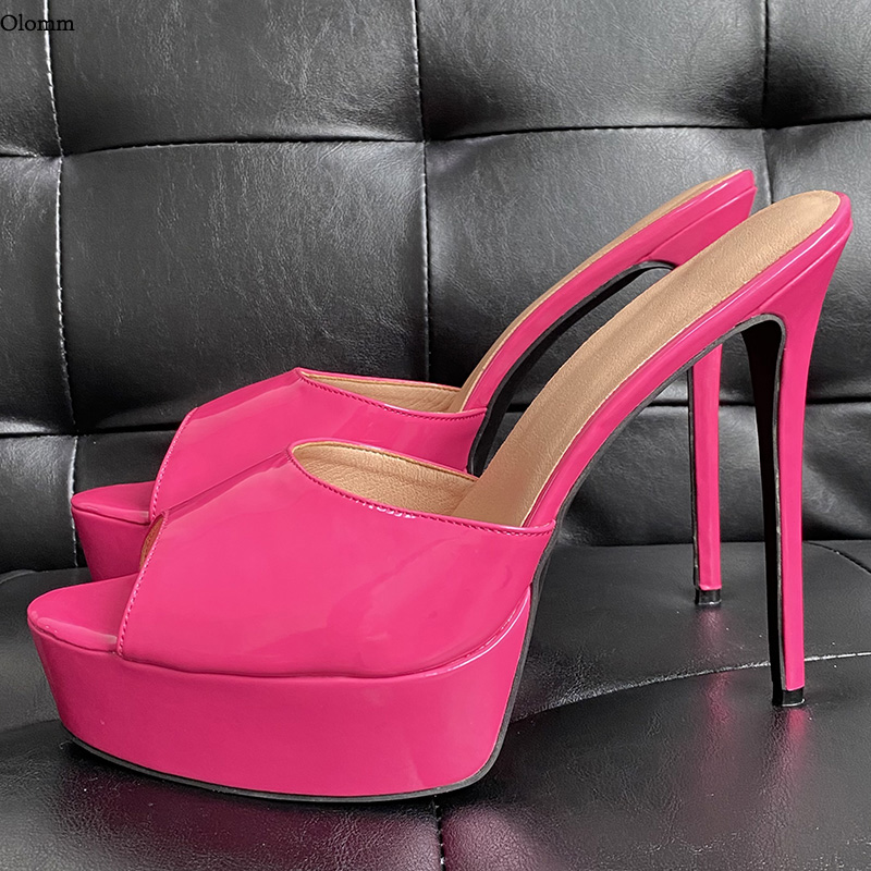 Rontic New Women Platform Mules Sandals Patent Sexy Stiletto High Heels Peep Toe Gorgeous Fuchsia Shoes Women US Plus Size -20, D3292 black
Rontic New Women Platform Mules Sandals Patent Sexy Stiletto High Heels Peep Toe Gorgeous Fuchsia Shoes Women US Plus Size -20, D3292 black