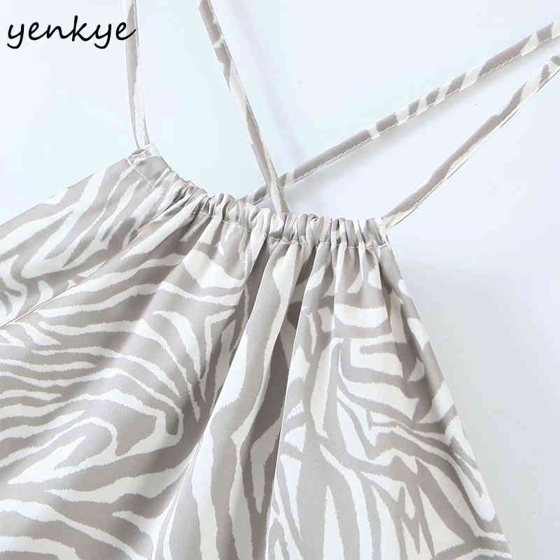 YENKYE Vintage Animal Print Sexy Dress Fashion Women Backless Halter Bodycon Mini Dress Female Summer Night Out Vestido 210515