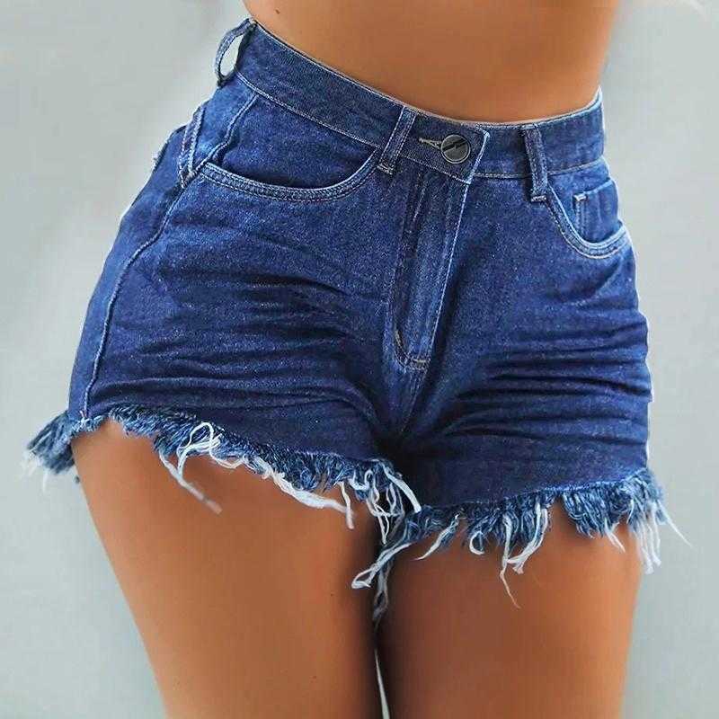 Women Sexy Skinny Slim Denim Bike Jeans Shorts Ladies Summer Vintage High Waist Tassel Casual Beach Streetwear Cycling Girl 210611