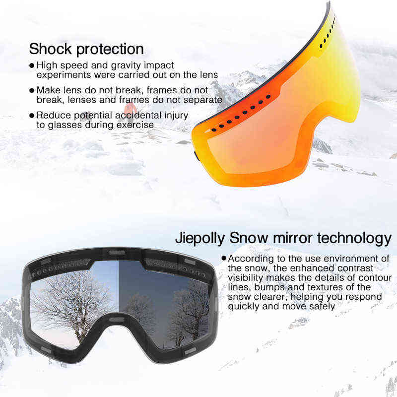 Magnetic Ski Goggles Winter Snow Sports Snowboard Goggles Anti-fog UV Protection Snowmobile Spherical Riding Skiing Eyewear Mask 220110