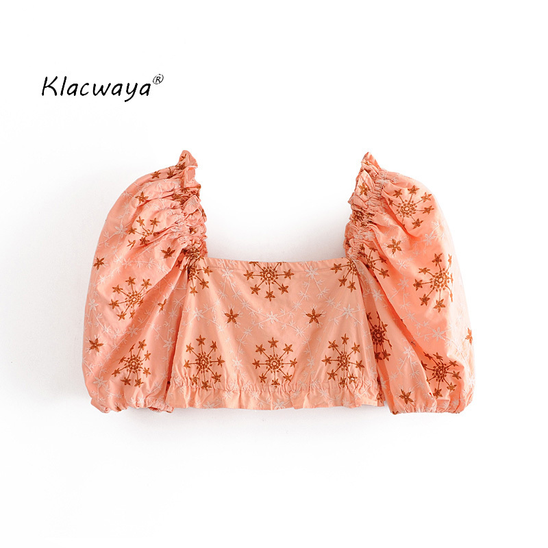 Embroidery Short Tops Summer Fashion Ladies Square Collar Puff Sleeve Print Shirts Chic Girls Sweet 210521, Pink
Embroidery Short Tops Summer Fashion Ladies Square Collar Puff Sleeve Print Shirts Chic Girls Sweet 210521, Pink