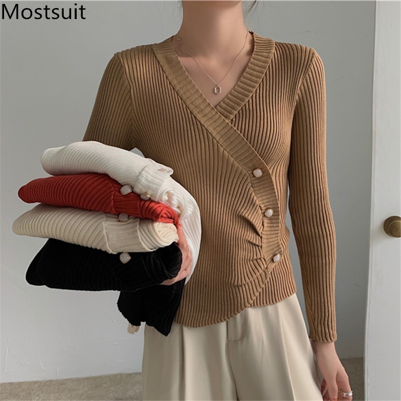 V-neck Buttons Knitted Pullover Sweater Women Spring Long Sleeve Slim Fashion Vintage Female Jumpers Tops 210518, Apricot
V-neck Buttons Knitted Pullover Sweater Women Spring Long Sleeve Slim Fashion Vintage Female Jumpers Tops 210518, Apricot