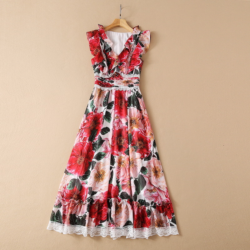 Casual Dresses European and American women' clothing spring Sleeveless ruffled V-neck Fashion floral print pleated dress NV2O, Multi
Casual Dresses European and American women' clothing spring Sleeveless ruffled V-neck Fashion floral print pleated dress NV2O, Multi