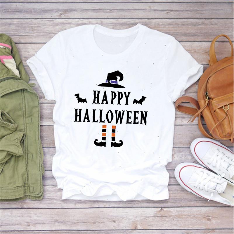 Women T Shirt Happy Halloween Funny Witch Print Tshirts Season Casual White shirts Tee Girls