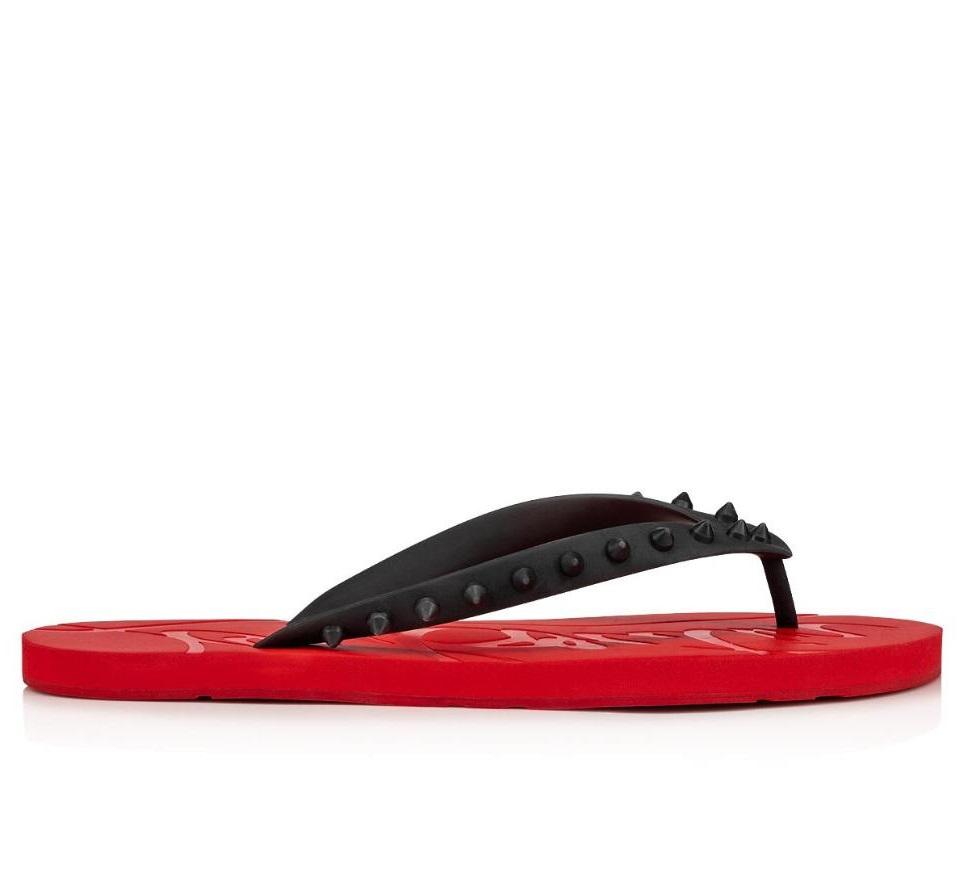 Summer Slipper Men Beach Slip On Slides Red Bottom Loubi Flips Flat Sandal Slippers Studs Sandals Flats Luxury Designer Flip Flops Sandalias, Black
Summer Slipper Men Beach Slip On Slides Red Bottom Loubi Flips Flat Sandal Slippers Studs Sandals Flats Luxury Designer Flip Flops Sandalias, Black