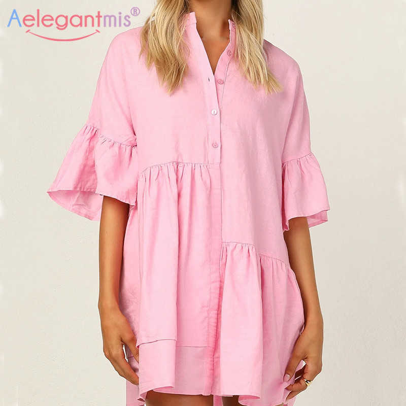Aelegantmis Pink Irregular Shirt Dress for Women Butterfly Sleeve Korea Chic Mini Dresses Casual Flounced Edge Vestido De Mujer 210607
Aelegantmis Pink Irregular Shirt Dress for Women Butterfly Sleeve Korea Chic Mini Dresses Casual Flounced Edge Vestido De Mujer 210607