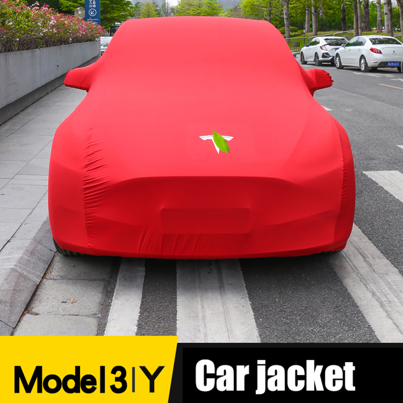 Tes-la Model3 Modely Car Cover Velvet Stretch Cloth Sunscreen Dustproof Car Cover Accessories
