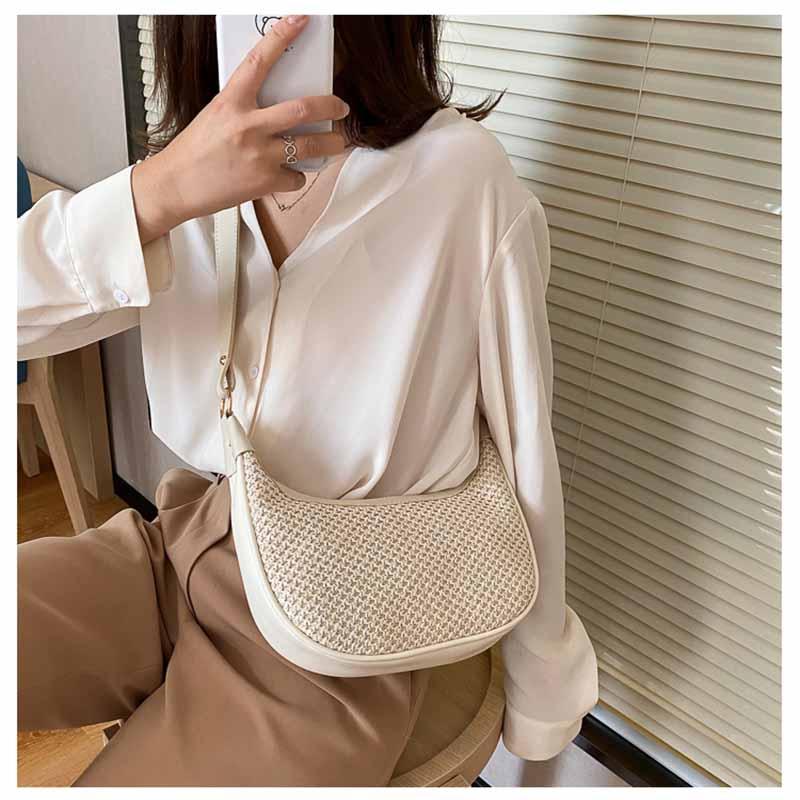 Evening Bags Bohemian Women's Shoulder Bag Summer Straw Beach Fashion Designer Female Crescent Armpit Shopper Knitted Purse
Evening Bags Bohemian Women's Shoulder Bag Summer Straw Beach Fashion Designer Female Crescent Armpit Shopper Knitted Purse