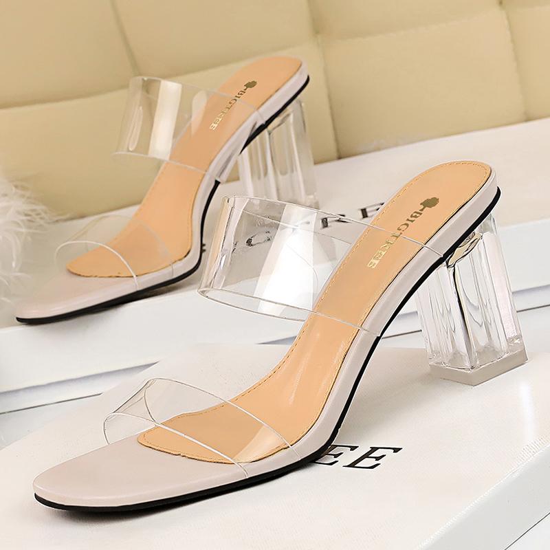 Slippers 2021 Women 7cm High Heels Slides Mules Summer Sandals Transparent Open Toe Clear Block Wedding Bridal Prom Shoes, Black
Slippers 2021 Women 7cm High Heels Slides Mules Summer Sandals Transparent Open Toe Clear Block Wedding Bridal Prom Shoes, Black
