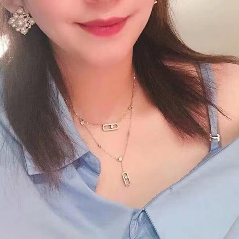 Chains Messika 925 Sterling Silver Double Pendant Lady Necklace European And American Fashion Valentine's Day Gift
Chains Messika 925 Sterling Silver Double Pendant Lady Necklace European And American Fashion Valentine's Day Gift